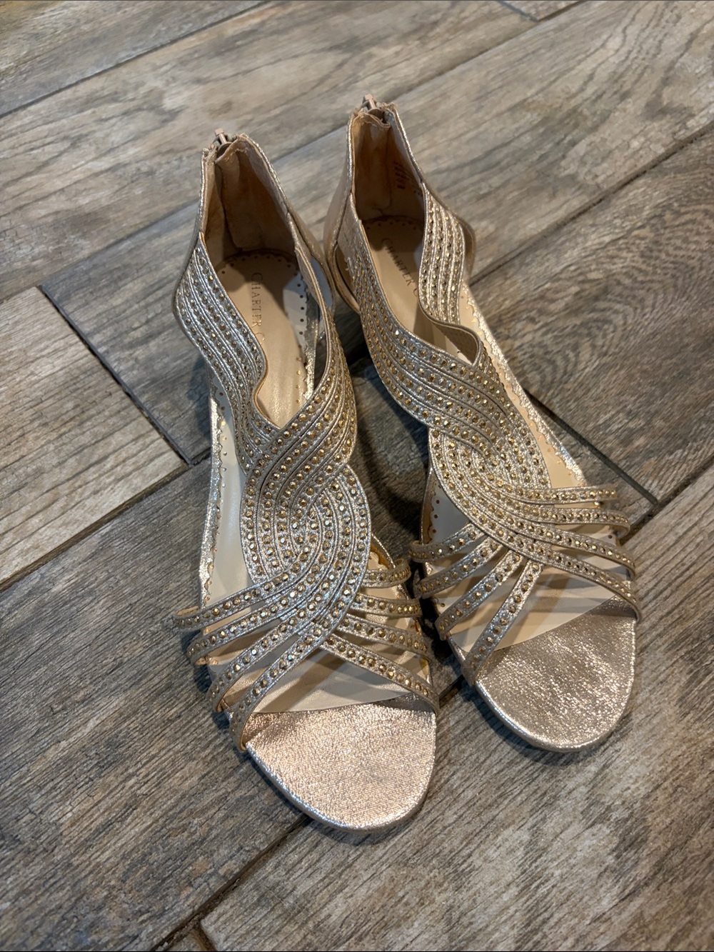 Charter Club Gold Embellished Ginifur Wedge Sandals Women’s size 9